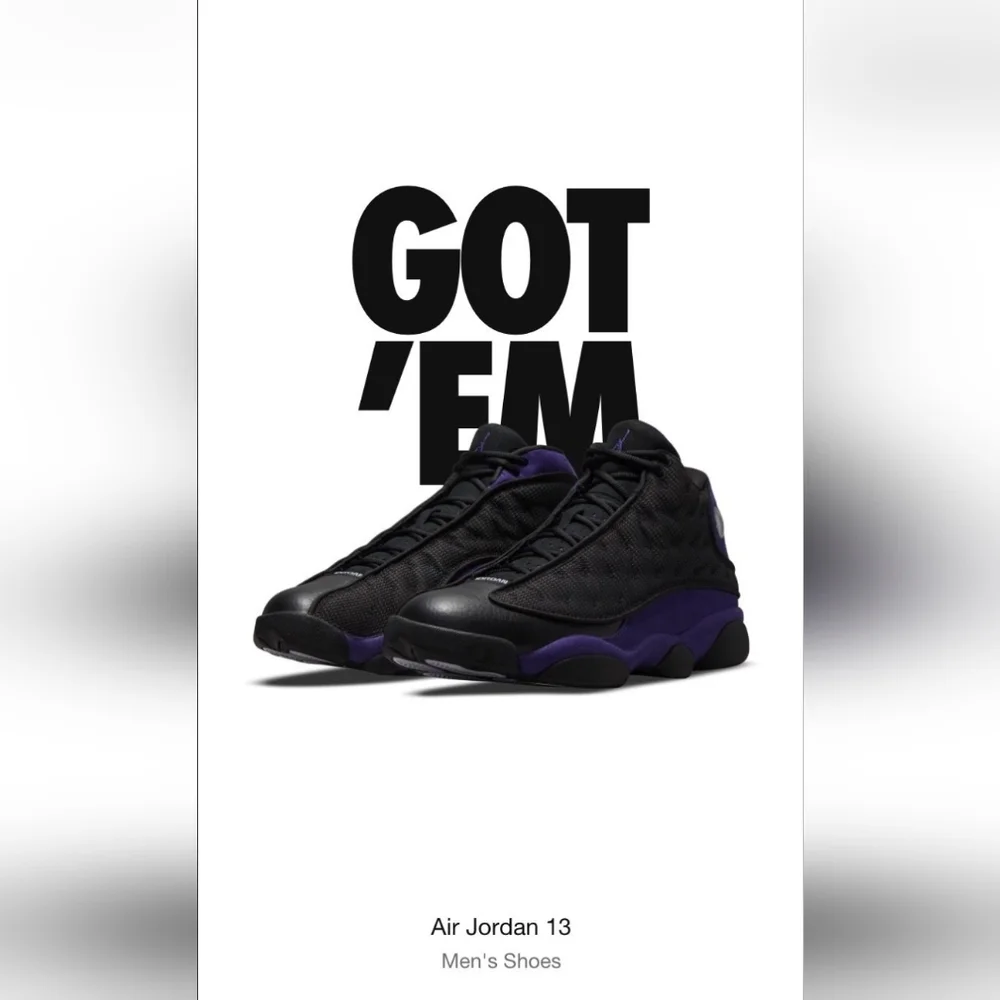 Air Jordan Retro 13 Black/Court Purple/White - Picture 1 of 11